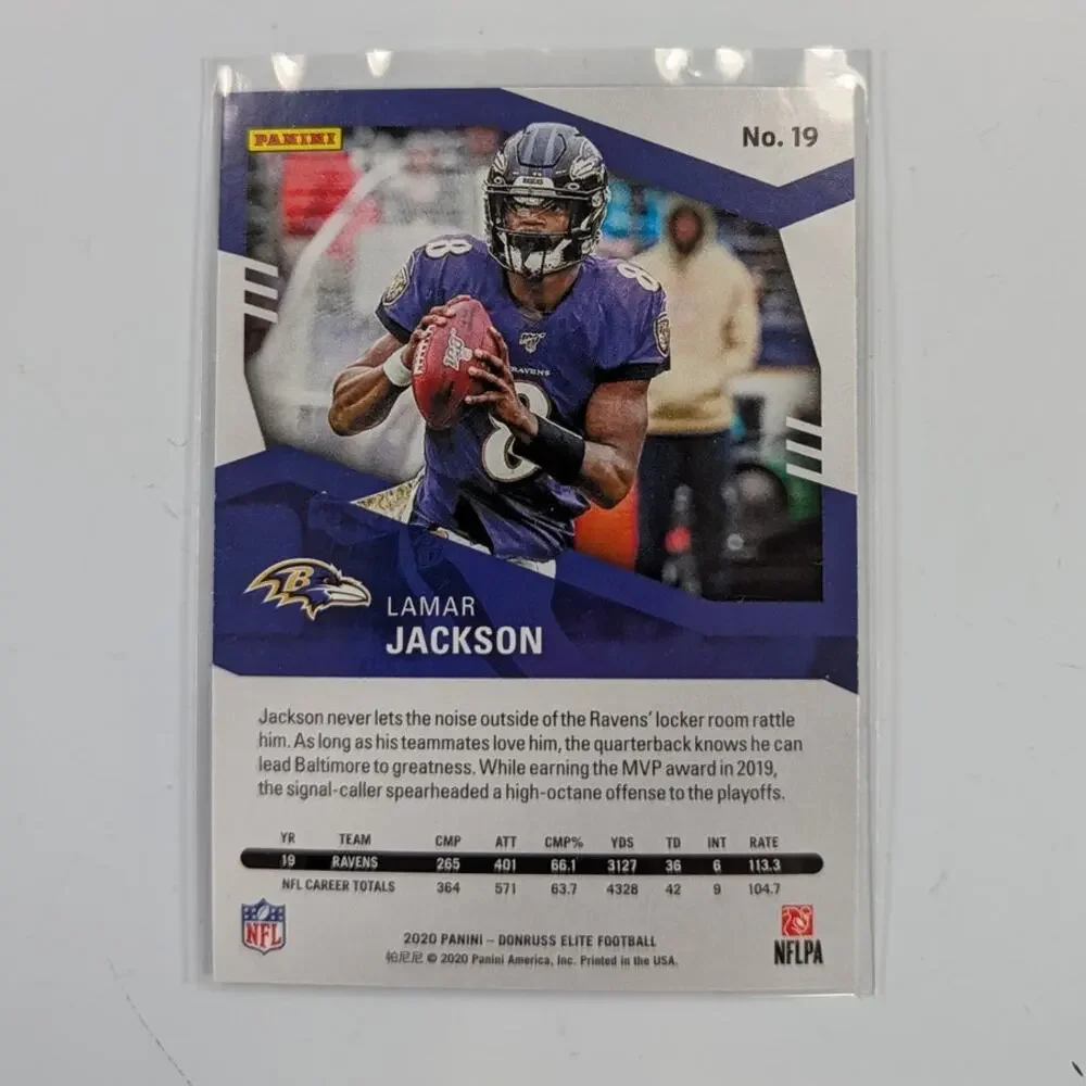 Lamar Jackson 2020 Donruss Elite Football #19 Baltimore Ravens NFL Panini